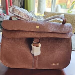 Tan Leather Satchel for Women By VELOCI (NEW)